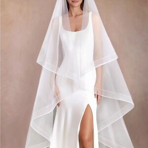 Azazie Cathedral Length Ivory Veil w/Blusher